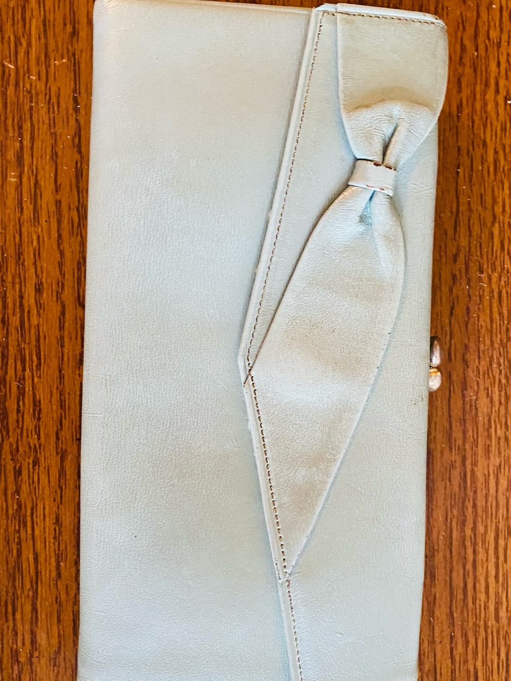 Light Blue Bow Accent Clutch Wallet
